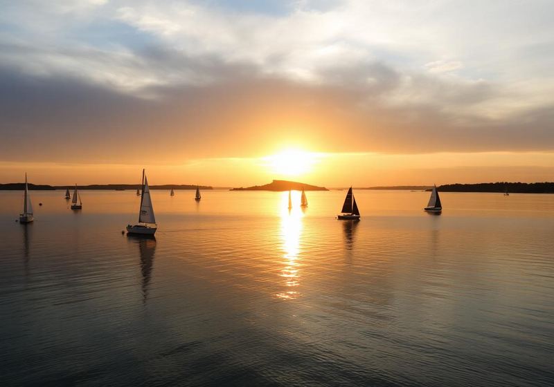 Marine Lake at sunset, West Kirby, Wirral